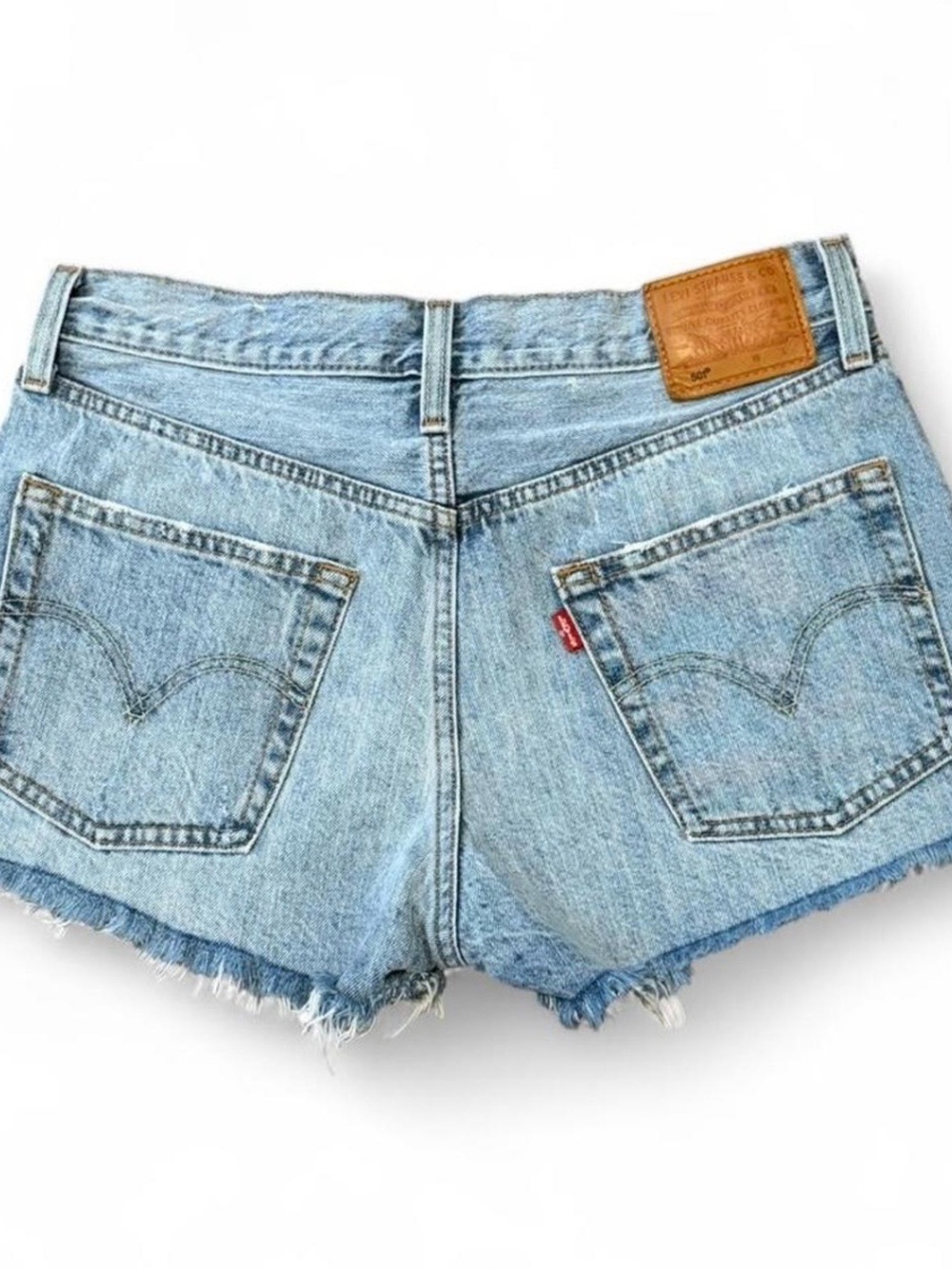 Levi's premium 501 blue denim raw hem shorts